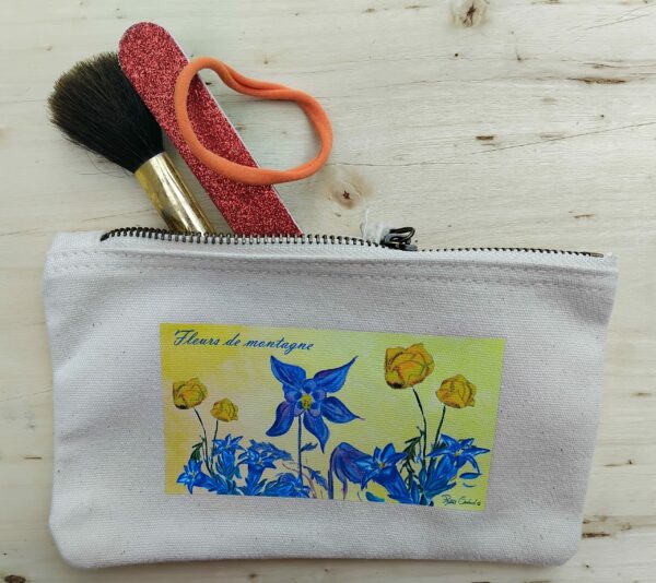 Trousse tissu. Collection Onézyme. Les fleurs de montagne.